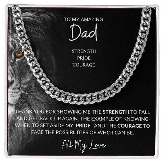 Cuban Neck Chain for Dad - Pride and Courage