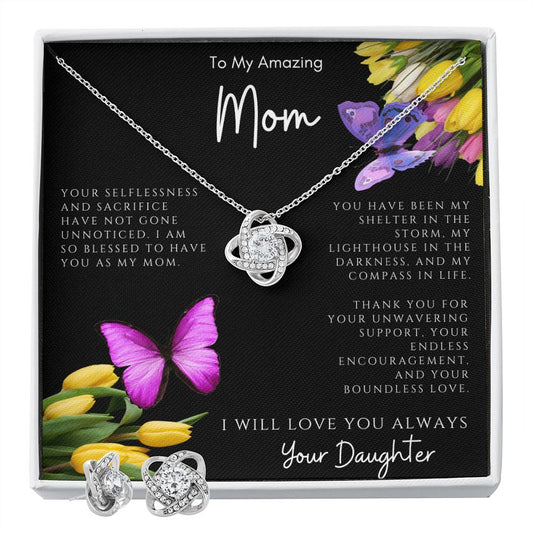 My Amazing Mom Necklace and Earring Set - Tulips and Butterflies | from Daughter